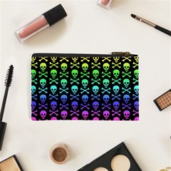 Rainbow Skull and Crossbones  Cosmetic Bag (XS) from ArtsNow.com Back