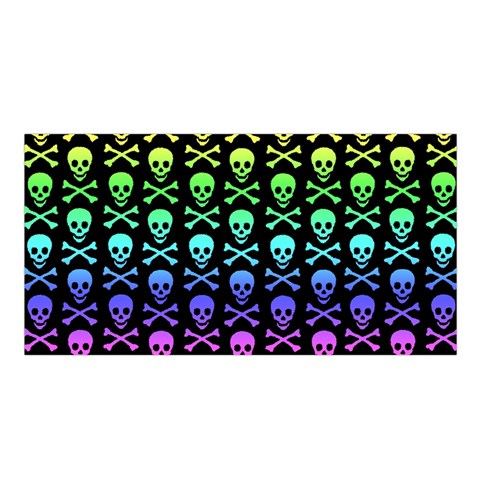 Rainbow Skull and Crossbones  Satin Shawl from ArtsNow.com Front