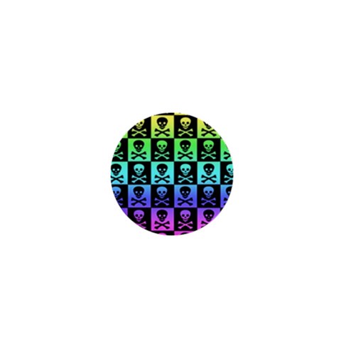 Rainbow Skull Checkerboard 1  Mini Button from ArtsNow.com Front