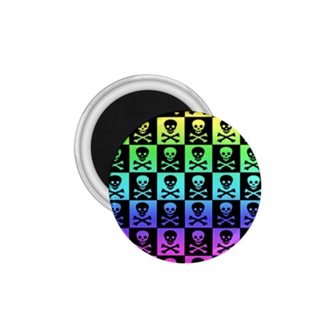 Rainbow Skull Checkerboard 1.75  Magnet from ArtsNow.com Front