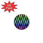 Rainbow Skull Checkerboard 1  Mini Button (100 pack) 