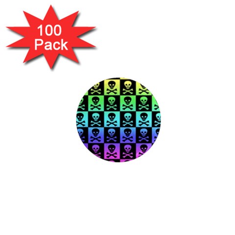 Rainbow Skull Checkerboard 1  Mini Magnet (100 pack)  from ArtsNow.com Front