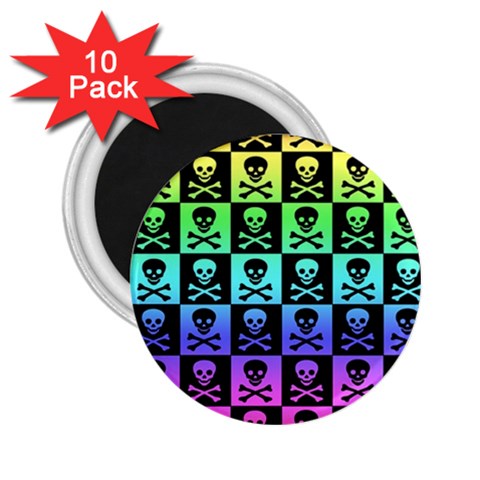 Rainbow Skull Checkerboard 2.25  Magnet (10 pack) from ArtsNow.com Front