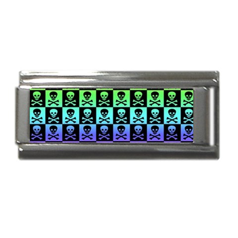 Rainbow Skull Checkerboard Superlink Italian Charm (9mm) from ArtsNow.com Front