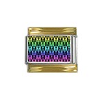 Rainbow Skull Checkerboard Gold Trim Italian Charm (9mm)