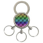 Rainbow Skull Checkerboard 3-Ring Key Chain