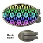 Rainbow Skull Checkerboard Money Clip (Oval)