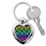 Rainbow Skull Checkerboard Key Chain (Heart)