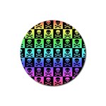 Rainbow Skull Checkerboard Rubber Coaster (Round)