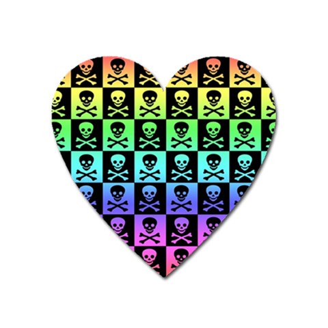 Rainbow Skull Checkerboard Magnet (Heart) from ArtsNow.com Front