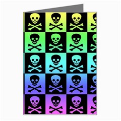 Rainbow Skull Checkerboard Greeting Card from ArtsNow.com Left
