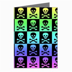 Rainbow Skull Checkerboard Greeting Cards (Pkg of 8) from ArtsNow.com Left