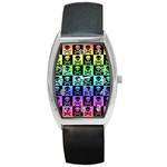 Rainbow Skull Checkerboard Barrel Style Metal Watch