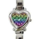 Rainbow Skull Checkerboard Heart Italian Charm Watch