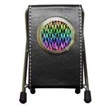 Rainbow Skull Checkerboard Pen Holder Desk Clock
