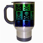 Rainbow Skull Checkerboard Travel Mug (Silver Gray)