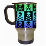 Rainbow Skull Checkerboard Travel Mug (White)