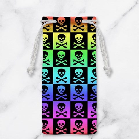 Rainbow Skull Checkerboard Jewelry Bag from ArtsNow.com Front