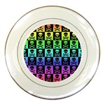 Rainbow Skull Checkerboard Porcelain Plate