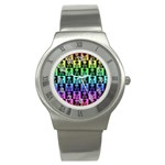 Rainbow Skull Checkerboard Stainless Steel Watch