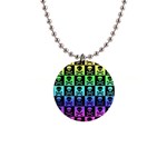 Rainbow Skull Checkerboard 1  Button Necklace