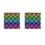 Rainbow Skull Checkerboard Cufflinks (Square)