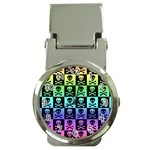 Rainbow Skull Checkerboard Money Clip Watch