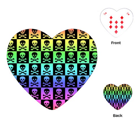 Rainbow Skull Checkerboard Playing Cards Single Design (Heart) from ArtsNow.com Front