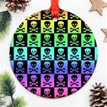 Rainbow Skull Checkerboard Round Ornament (Two Sides)