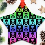 Rainbow Skull Checkerboard Star Ornament (Two Sides)