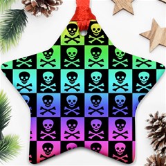 Rainbow Skull Checkerboard Star Ornament (Two Sides) from ArtsNow.com Back