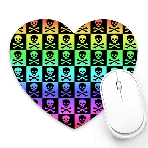 Rainbow Skull Checkerboard Heart Mousepad from ArtsNow.com Front