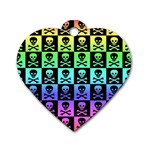 Rainbow Skull Checkerboard Dog Tag Heart (One Side)