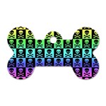 Rainbow Skull Checkerboard Dog Tag Bone (Two Sides)