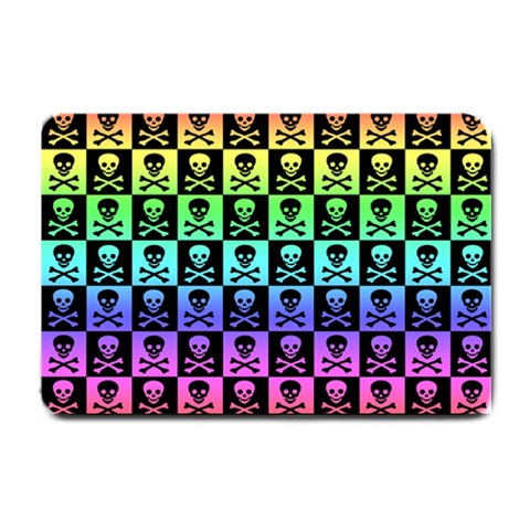 Rainbow Skull Checkerboard Small Doormat from ArtsNow.com 24 x16  Door Mat