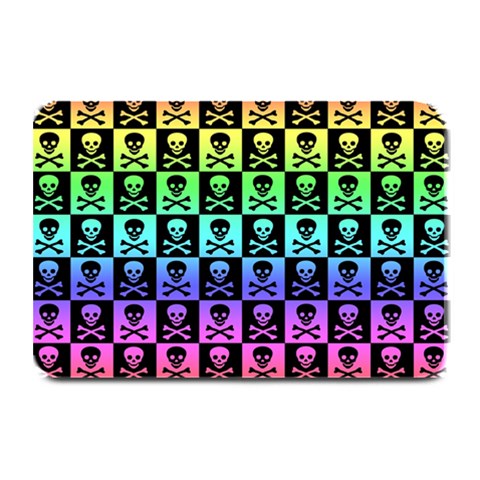Rainbow Skull Checkerboard Plate Mat from ArtsNow.com 18 x12  Plate Mat