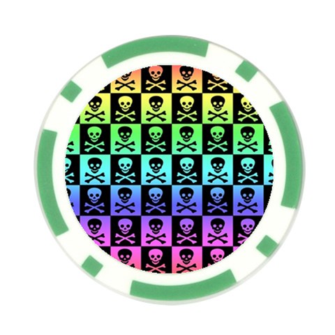 Rainbow Skull Checkerboard Poker Chip Card Guard from ArtsNow.com Front