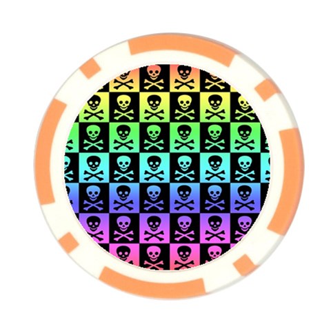 Rainbow Skull Checkerboard Poker Chip Card Guard from ArtsNow.com Front