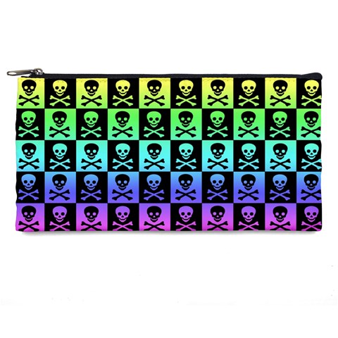 Rainbow Skull Checkerboard Pencil Case from ArtsNow.com Front