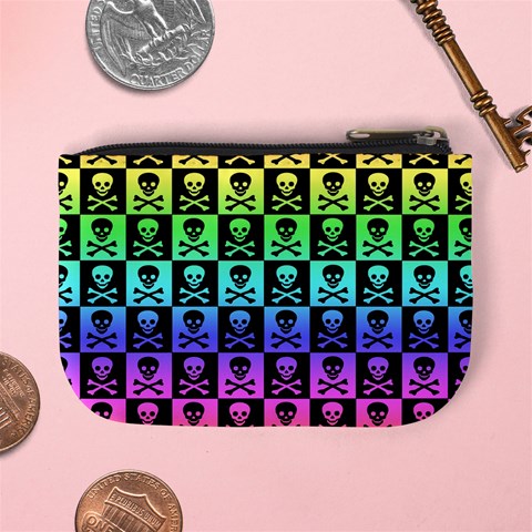 Rainbow Skull Checkerboard Mini Coin Purse from ArtsNow.com Back