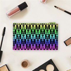 Rainbow Skull Checkerboard Cosmetic Bag (Small) from ArtsNow.com Back