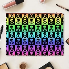 Rainbow Skull Checkerboard Cosmetic Bag (XL) from ArtsNow.com Back