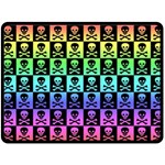 Rainbow Skull Checkerboard Fleece Blanket (Large)