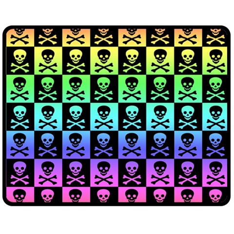 Rainbow Skull Checkerboard Fleece Blanket (Medium) from ArtsNow.com 60 x50  Blanket Front