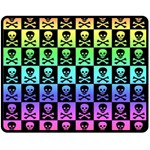 Rainbow Skull Checkerboard Fleece Blanket (Medium)