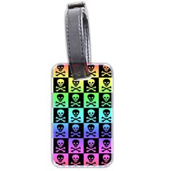 Rainbow Skull Checkerboard Luggage Tag (two sides) from ArtsNow.com Front