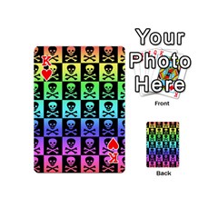 King Rainbow Skull Checkerboard Playing Cards 54 Designs (Mini) from ArtsNow.com Front - HeartK