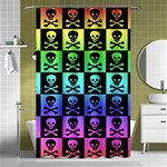 Rainbow Skull Checkerboard Shower Curtain 48  x 72  (Small)
