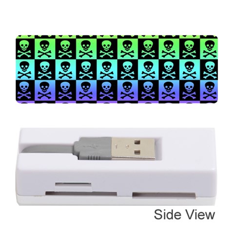 Rainbow Skull Checkerboard Memory Card Reader (Stick) from ArtsNow.com Front