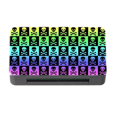 Rainbow Skull Checkerboard Memory Card Reader with CF from ArtsNow.com Front